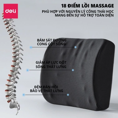 Đệm ngồi tựa lưng DELI: Gối lưng hỗ trợ tư thế văn phòng, giảm đau xương cụt 131k 2 Đệm ngồi tựa lưng DELI: Gối lưng hỗ trợ tư thế văn phòng, giảm đau xương cụt 131k 2