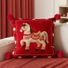 Đệm Sofa Gối Năm Ngựa 2.026 Đầu Giường Eo Tựa Lưng - Vỏ Đỏ Tháo Rời, Giặt Được 7