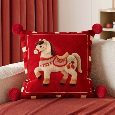 Đệm Sofa Gối Năm Ngựa 2.026 Đầu Giường Eo Tựa Lưng - Vỏ Đỏ Tháo Rời, Giặt Được