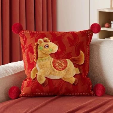 Đệm Sofa Gối Năm Ngựa 2.026 Đầu Giường Eo Tựa Lưng - Vỏ Đỏ Tháo Rời, Giặt Được