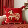 Đệm Sofa Gối Năm Ngựa 2.026 Đầu Giường Eo Tựa Lưng - Vỏ Đỏ Tháo Rời, Giặt Được 10