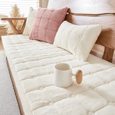Đệm Sofa Nhung Giả Lông Thỏ Cao Cấp - Mềm Mại Ấm Áp, Chống Trượt cho Ghế Gỗ