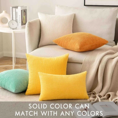 Đệm Sofa Vuông Corduroy Jumbo 16-24 inch Gối Trang Trí Sang Trọng Dây Đệm Đa Kích Thước 4
