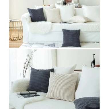 Đệm Sofa Vuông Corduroy Jumbo 16-24 inch Gối Trang Trí Sang Trọng Dây Đệm Đa Kích Thước 7