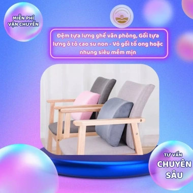 Đệm tựa lưng ghế văn phòng, gối ô tô cao su non - Vỏ tổ ong nhung mềm, giảm 22% còn 104.425₫
