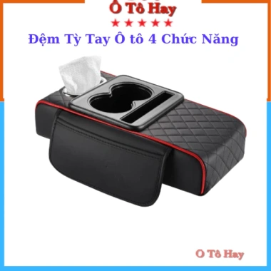 Đệm tỳ tay ô tô 4 trong 1 – Lõi cao su non, bọc da PU cao cấp, hộp giấy đa năng – Chỉ 155.000₫