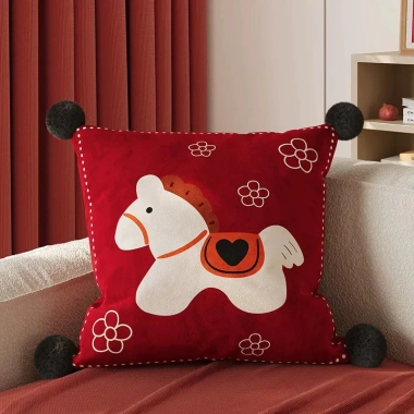 Đệm vuông năm ngựa lễ hội sofa mềm thắt lưng, vỏ gối chống bẩn, tháo rời, giá 173.022₫ 9