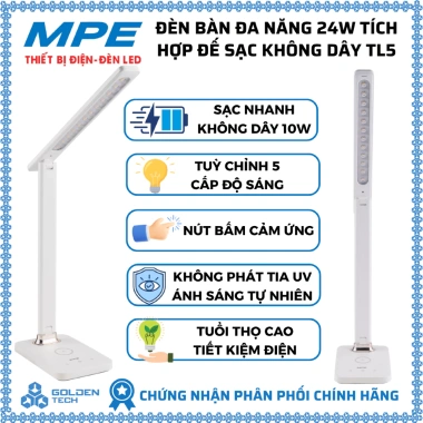 Đèn bàn 24W TL5 MPE – Sạc không dây 10W, 5 độ sáng, cảm ứng, giảm còn 624.709₫