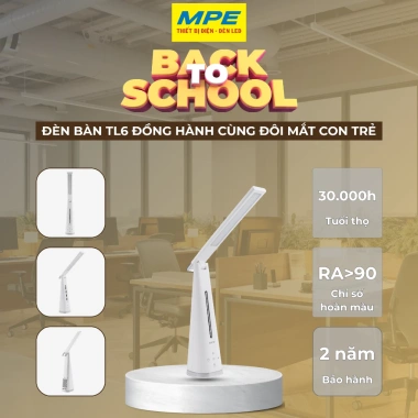 Đèn bàn đa năng 5W TL6 MPE – 3 chế độ sáng, quạt, sạc USB, nút cảm ứng, hẹn giờ tắt