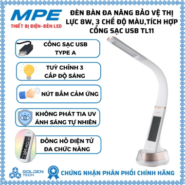 Đèn bàn đa năng 8W bảo vệ thị lực, 3 chế độ màu, USB TL11 MPE, nút cảm ứng - Giá ưu đãi 876.786₫