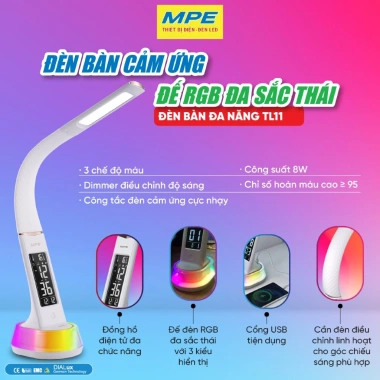 Đèn bàn đa năng 8W bảo vệ thị lực, 3 chế độ màu, USB TL11 MPE, nút cảm ứng - Giá ưu đãi 876.786₫ 4 Đèn bàn đa năng 8W bảo vệ thị lực, 3 chế độ màu, USB TL11 MPE, nút cảm ứng - Giá ưu đãi 876.786₫ 4