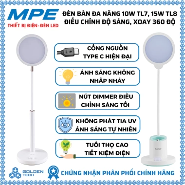 Đèn bàn đa năng MPE 10W TL7 & 15W TL8 - Điều chỉnh độ sáng, xoay 360, dimmer, tiết kiệm năng lượng, giá chỉ 323.761 VND