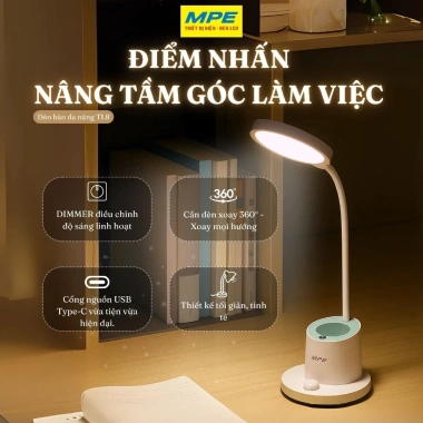 Đèn bàn đa năng MPE 10W TL7 & 15W TL8 - Điều chỉnh độ sáng, xoay 360, dimmer, tiết kiệm năng lượng, giá chỉ 323.761 VND