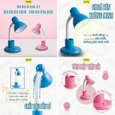 Đèn bàn học 5W bảo vệ thị lực, TL9 có hộc bút & giá đỡ điện thoại, ánh sáng trắng MPE – 127.473₫ 5