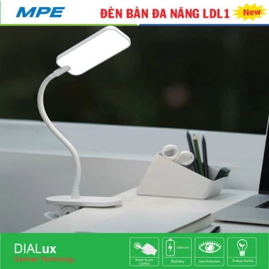 Đèn bàn kẹp 1.8W pin sạc 1.200mAh, 5h liên tục LDL1 MPE, nút dimmer - 281.821₫
