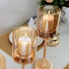 Đèn Cầy Bắc Âu Chân Kim Loại Mạ Vàng, Kính Hổ Phách – Trang Trí Bàn Ăn & Phòng Khách, Giảm Giá 157.500₫ 7