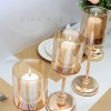 Đèn Cầy Bắc Âu Chân Kim Loại Mạ Vàng, Kính Hổ Phách – Trang Trí Bàn Ăn & Phòng Khách, Giảm Giá 157.500₫ 9