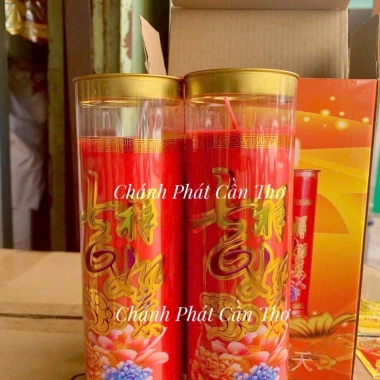 Đèn cầy bơ sáp thơm Malaysia cao cấp 1‑7 ngày, màu đỏ vàng, hương lâu dài