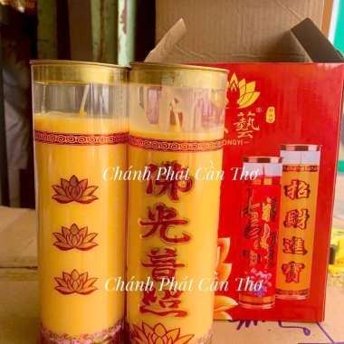 Đèn cầy bơ sáp thơm Malaysia cao cấp 1‑7 ngày, màu đỏ vàng, hương lâu dài