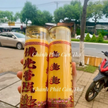 Đèn cầy bơ sáp thơm Malaysia cao cấp 1‑7 ngày, màu đỏ vàng, hương lâu dài