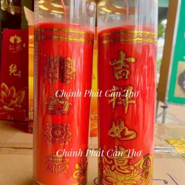 Đèn cầy bơ sáp thơm Malaysia cao cấp 1‑7 ngày, màu đỏ vàng, hương lâu dài