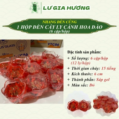Đèn Cầy Cánh Hoa Đào 12 Ly - Sáp Gel 15 Tiếng Cháy, Tặng Bao Lì Xì Đơn 50K, 92k Đèn Cầy Cánh Hoa Đào 12 Ly - Sáp Gel 15 Tiếng Cháy, Tặng Bao Lì Xì Đơn 50K, 92k