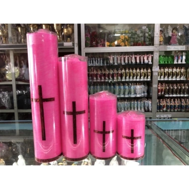 Đèn cầy công giáo màu hồng ĐK 7cm - Quà tặng công giáo, giá ưu đãi 45.000₫ 2