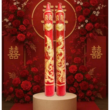 Đèn cầy cưới Rồng Phụng nhũ vàng - Nến sang trọng, chỉ 99.000 cho lễ cưới, đám hỏi, giỗ lễ tết