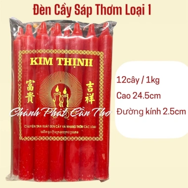 Đèn Cầy Sáp Thơm Đỏ 12 Cây 1kg Cao 25cm Đường Kính 3cm Giá Ưu Đãi 98.000₫