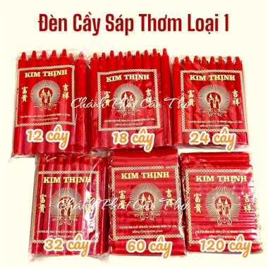 Đèn Cầy Sáp Thơm Đỏ 12 Cây 1kg Cao 25cm Đường Kính 3cm Giá Ưu Đãi 98.000₫