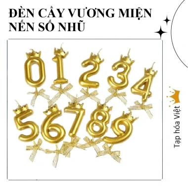 Đèn Cầy Vương Miện Nhũ Trang Trí Bánh – Nến Số Sinh Nhật Cao Cấp, Hoàn Hảo Bánh Kem – Giá 5.611 VND