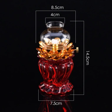 Đèn Dầu Hoa Sen Thân Pha Lê Bóng Bằng Thuỷ Tinh - Vật Phẩm Thờ Cúng Giá 89.000 VND 8