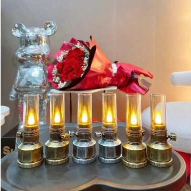 Đèn Dầu Pin Cổ Điển - Hoạt Động Bằng Pin, Trang Trí Bàn Thờ, Chỉ 49.000 VND
