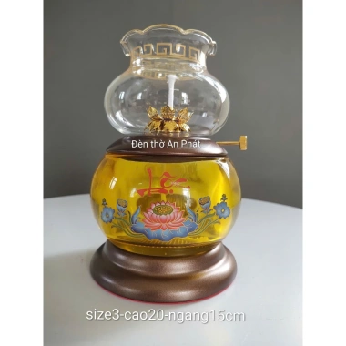 Đèn dầu Tài Lộc pha lê thủy tinh hoa sen 16‑20cm, đẹp sang trọng, giá ưu đãi 110k 3