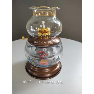 Đèn dầu Tài Lộc pha lê thủy tinh hoa sen 16‑20cm, đẹp sang trọng, giá ưu đãi 110k 7