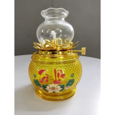Đèn dầu Tài Lộc pha lê thủy tinh hoa sen 16‑20cm, đẹp sang trọng, giá ưu đãi 110k 10