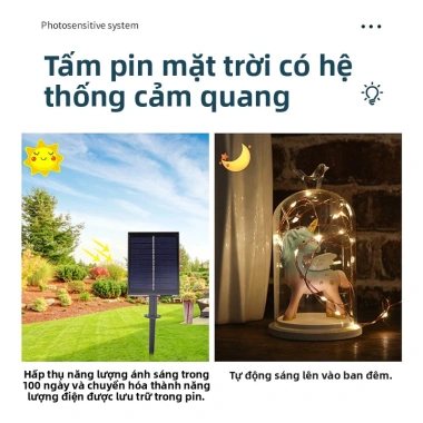 Đèn dây đồng năng lượng mặt trời 4 màu 8 chức năng - Đèn lồng ngoài trời cắm trại, 136.978₫