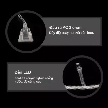 Đèn dây LED 200 20m Twinkle Full Copper – Đèn pha lê đa màu, trang trí đám cưới, Giáng sinh, giá ưu đãi 59.999đ