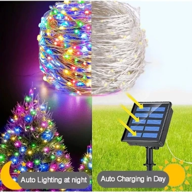 Đèn dây LED năng lượng mặt trời chống nước 8 chế độ Giáng sinh - 55.000₫