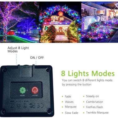 Đèn dây LED năng lượng mặt trời chống nước 8 chế độ Giáng sinh - 55.000₫