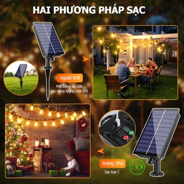Đèn dây LED năng lượng mặt trời ST38 – Chống thấm nước, tự động phát sáng 7.6‑30m, giá ưu đãi 213.589₫ 4