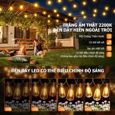 Đèn dây LED năng lượng mặt trời ST38 – Chống thấm nước, tự động phát sáng 7.6‑30m, giá ưu đãi 213.589₫ 6