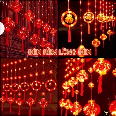 Đèn dây LED nháy hình cầu lồng đỏ 10cm - Trang trí Noel, Giáng sinh, Năm mới may mắn, giá 145.000₫