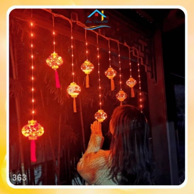 Đèn dây LED nháy hình cầu lồng đỏ 10cm - Trang trí Noel, Giáng sinh, Năm mới may mắn, giá 145.000₫