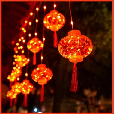 Đèn dây LED nháy hình cầu lồng đỏ 10cm - Trang trí Noel, Giáng sinh, Năm mới may mắn, giá 145.000₫