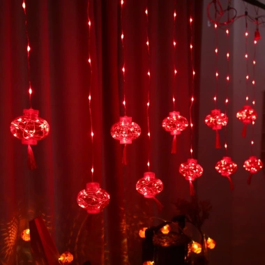 Đèn dây LED nháy hình cầu lồng đỏ 10cm - Trang trí Noel, Giáng sinh, Năm mới may mắn, giá 145.000₫