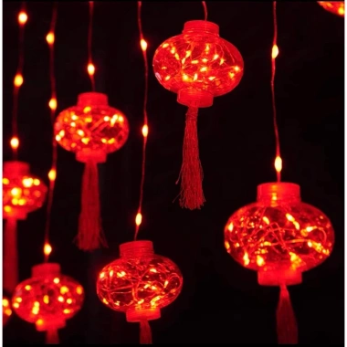 Đèn dây LED nháy hình cầu lồng đỏ 10cm - Trang trí Noel, Giáng sinh, Năm mới may mắn, giá 145.000₫