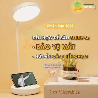 Đèn Học Bàn Nhỏ Gọn STUDY SE Pin Tích Điện, Cảm Ứng Chỉnh Màu, Bảo Vệ Mắt, Giá 69.000