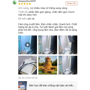 Đèn học để bàn Akiho 10.000mAh – Ánh sáng không nhấp nháy, RA/CRI 95‑97, chống cận bảo vệ mắt, 249.000₫ 2 Đèn học để bàn Akiho 10.000mAh – Ánh sáng không nhấp nháy, RA/CRI 95‑97, chống cận bảo vệ mắt, 249.000₫ 2