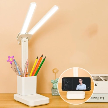 Đèn học để bàn chống cận tích điện 2 LED kèm ống cắm bút tiện lợi - 71.900₫